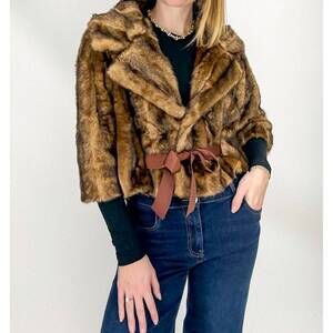 NEW FURIOUS FUR victoria ribbon jacket in vintage brown